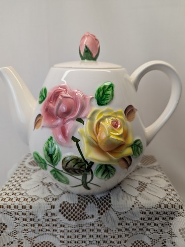 Teapot raised roses and - teapot., cute